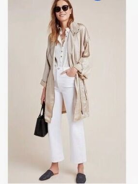 Anthropologie Metallic Gold Lightweight Jacket